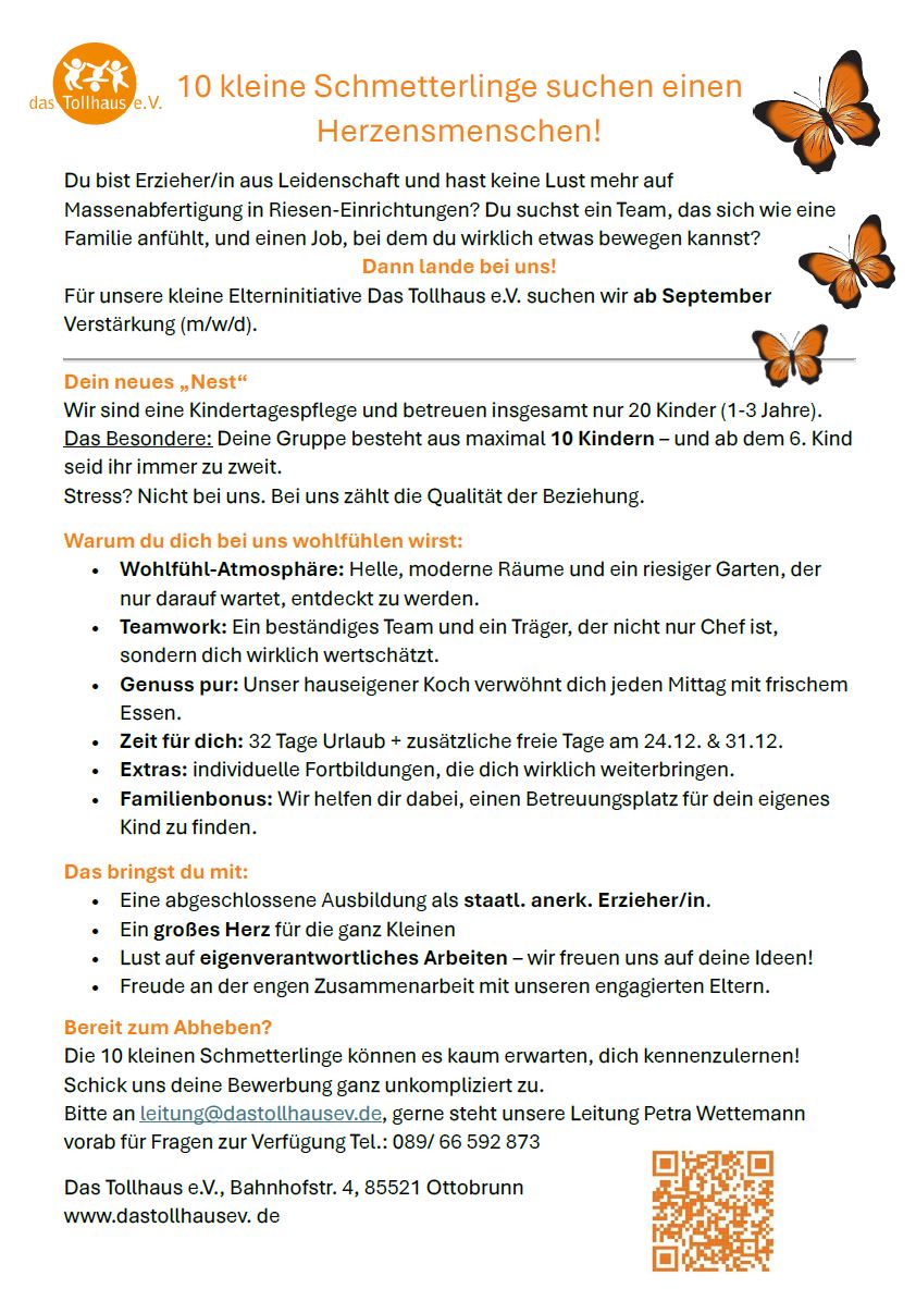 10 kleine Schmetterlinge suchen einen Herzensmenschen